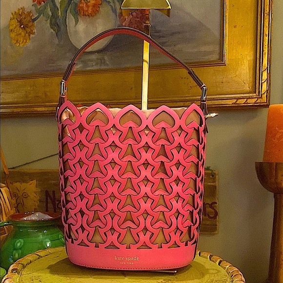 Kate Spade DORIE Leather Small Bucket Satchel Bag Purse Pink w